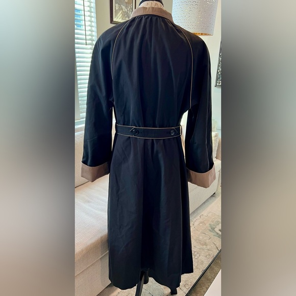 Fleet Street Vintage 1980’s Trench Coat Black Tan Size 16 Women’s - Picture 3 of 12